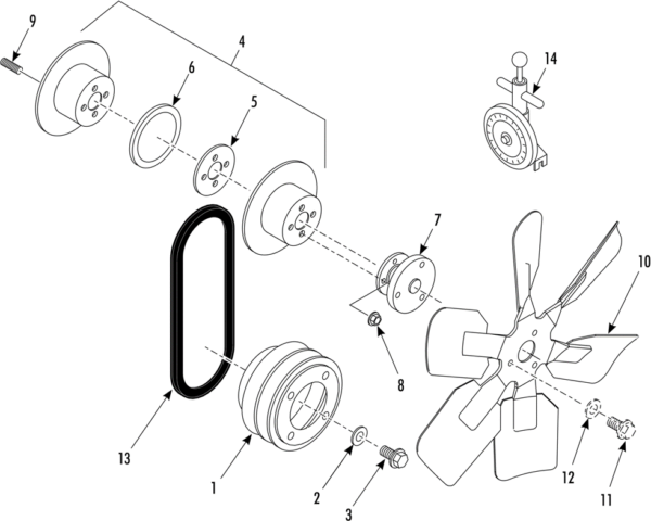 BELT, PULLEYS & FAN